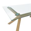 Large Rectangle Glass Top Dining Table with Solid Oak Legs - Nori - Image 4