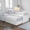 Single White Wooden Guest Bed with Storage and Trundle - Oxford - Image 2