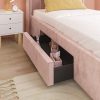 Pink Velvet Single Bed Frame with Storage Drawer - Phoebe - Image 2