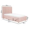 Pink Velvet Single Bed Frame with Storage Drawer - Phoebe - Image 4