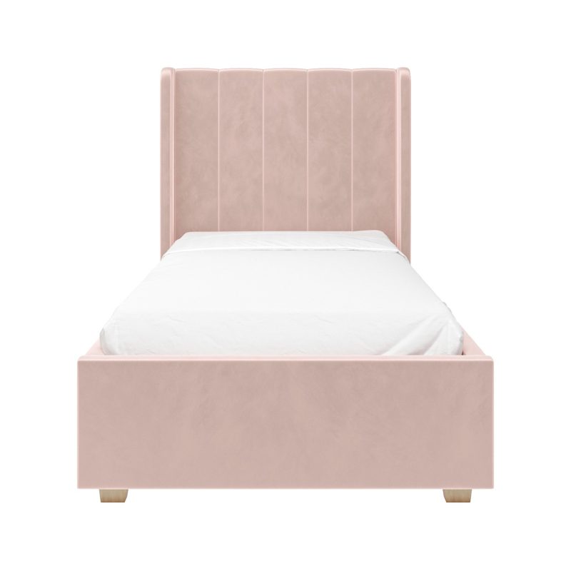 Pink Velvet Single Bed Frame with Storage Drawer - Phoebe - Image 5