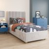 Grey Velvet Single Bed Frame with Storage Drawer - Phoebe