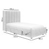 Grey Velvet Single Bed Frame with Storage Drawer - Phoebe - Image 5