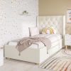 Beige Fabric Single Bed Frame with Storage Drawer - Phoebe