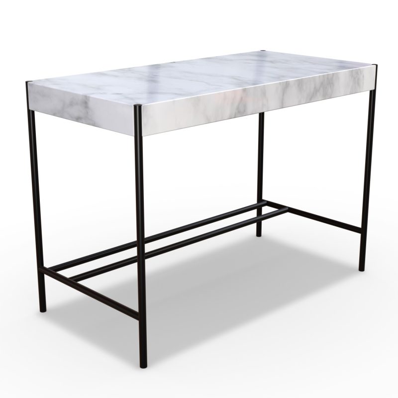 Small White Marble Effect Office Desk - Roxy - Image 3