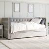 Single Day Bed Sofa with Trundle in Grey Velvet - Sacha - Image 2