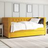 Single Day Bed Sofa with Trundle in Mustard Yellow Velvet - Sacha - Image 2
