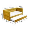 Single Day Bed Sofa with Trundle in Mustard Yellow Velvet - Sacha - Image 3