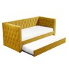 Single Day Bed Sofa with Trundle in Mustard Yellow Velvet - Sacha - Image 4