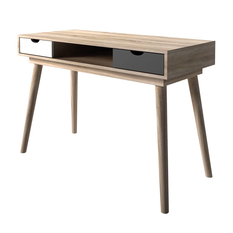 Small Oak Effect Office Desk with Drawers - Image 2