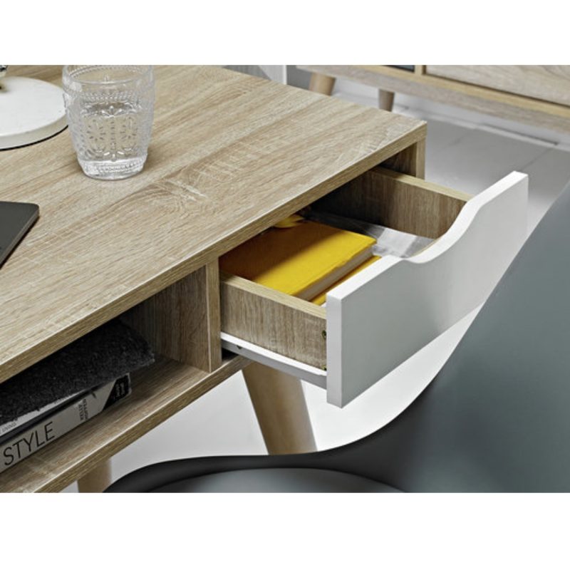 Small Oak Effect Office Desk with Drawers - Image 3