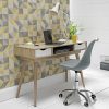Scandi Oak Effect Office Desk with 2 White Storage Drawers - LPD
