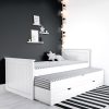 Single White Wooden Guest Bed with Storage and Trundle - Sander