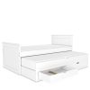 Single White Wooden Guest Bed with Storage and Trundle - Sander - Image 5