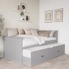 Single Grey Wooden Guest Bed with Storage and Trundle - Sander