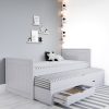Single Grey Wooden Guest Bed with Storage and Trundle - Sander - Image 2