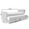 Single Grey Wooden Guest Bed with Storage and Trundle - Sander - Image 3