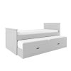 Single Grey Wooden Guest Bed with Storage and Trundle - Sander - Image 4
