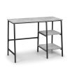 Grey Concrete Effect office Desk with 2 Shelves - Staten - Julian Bowen
