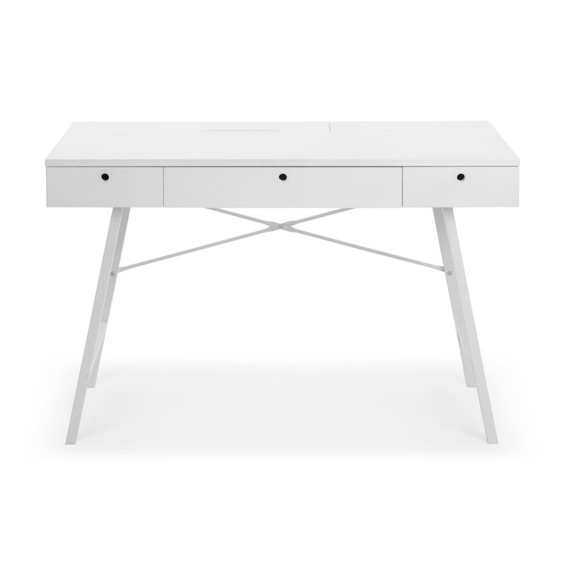 White Painted Wooden Office Desk with 3 Drawers - Julian Bowen - Image 2