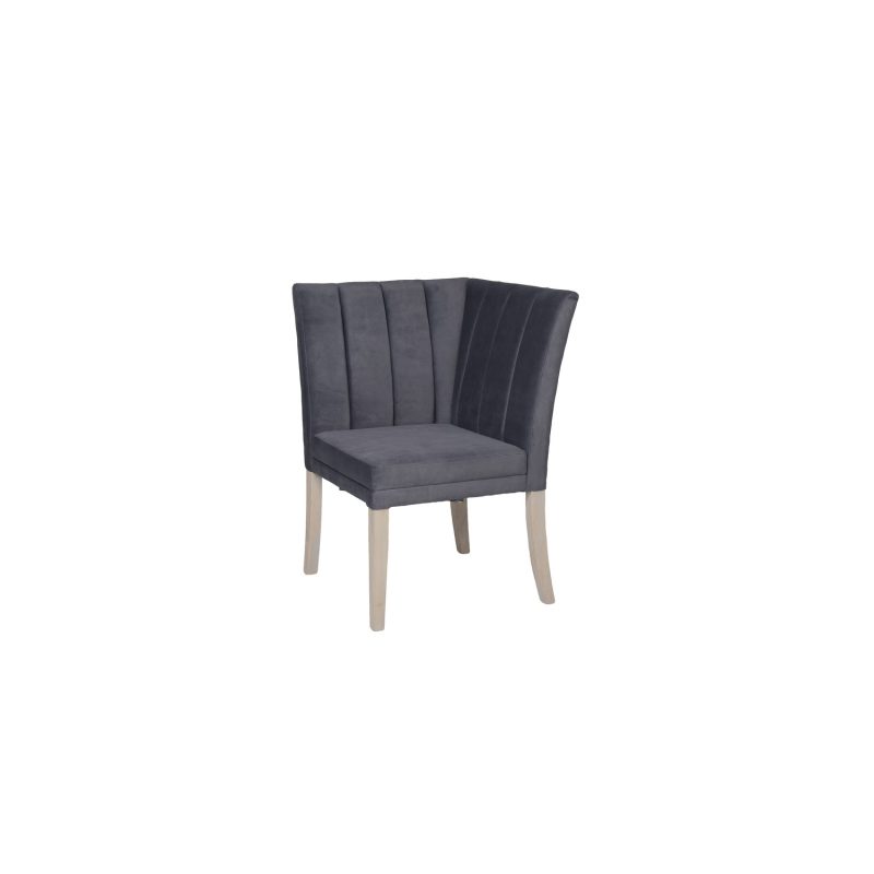 Dark Grey Fabric Corner Dining Bench Piece - Valent