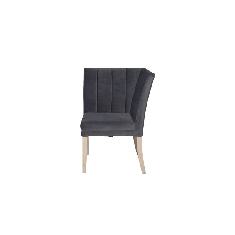 Dark Grey Fabric Corner Dining Bench Piece - Valent - Image 2