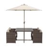 4 Seater Dark Grey Rattan Cube Garden Dining Set - Parasol Included - Fortrose - Image 2