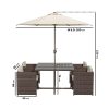 4 Seater Dark Grey Rattan Cube Garden Dining Set - Parasol Included - Fortrose - Image 3