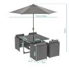 4 Seater Dark Grey Rattan Cube Garden Dining Set - Parasol Included - Fortrose - Image 4