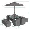 8 Seater Dark Grey Rattan Cube Garden Dining Set - Parasol Included - Fortrose - Image 3