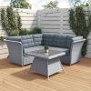 Grey Rattan Garden Corner Sofa and Table Set - Aspen