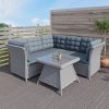 Grey Rattan Garden Corner Sofa and Table Set - Aspen - Image 2
