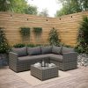 Grey Rattan Garden Corner Sofa Set - Fortrose