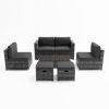 6 Seater Grey Rattan Garden Sofa Set - Fortrose - Image 2