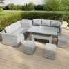 Grey Rattan Garden Corner Dining Sofa Set with Height Adjustable Table - Fortrose
