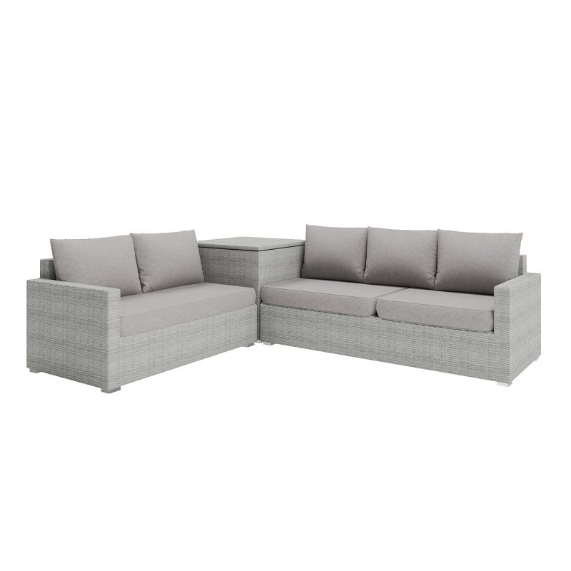 Grey Rattan Garden Corner Dining Sofa Set with Height Adjustable Table - Fortrose - Image 2