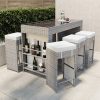 Natural Rattan Garden Bar Cube Set with 6 Stools - Fortrose