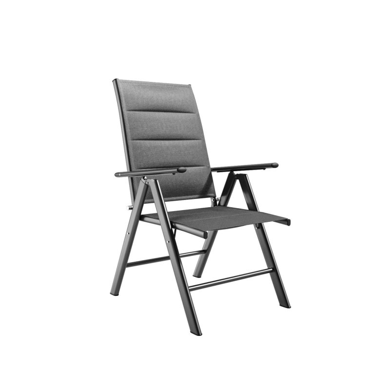 Grey Metal Garden Dining Set with Lazy Susan Parasol & Foldable Chairs - Fortrose - Image 6