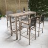 Wood Effect & Aluminium Garden Bar Set with 4 Stools - Como