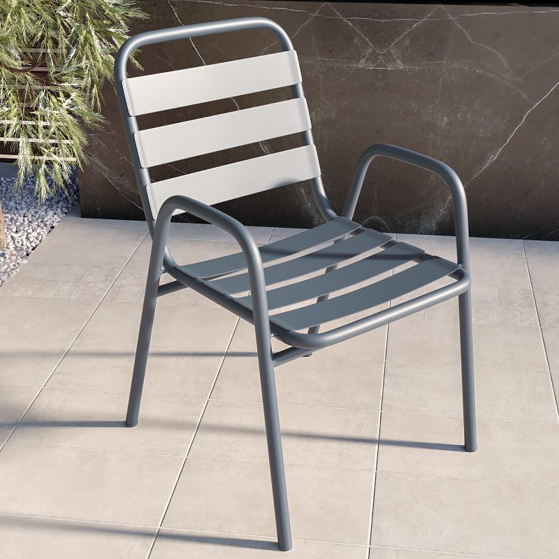 Grey Aluminium 4 Seater Square Garden Dining Set - Como - Image 2
