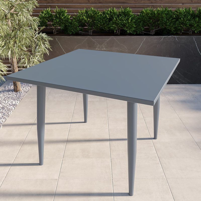 Grey Aluminium 4 Seater Square Garden Dining Set - Como - Image 4
