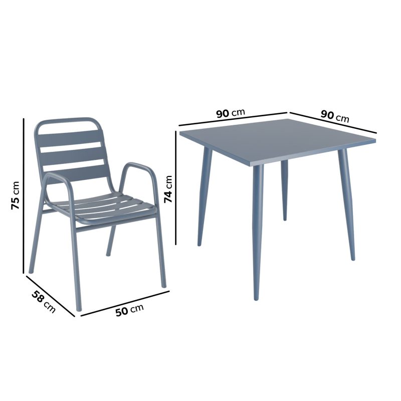 Grey Aluminium 4 Seater Square Garden Dining Set - Como - Image 6